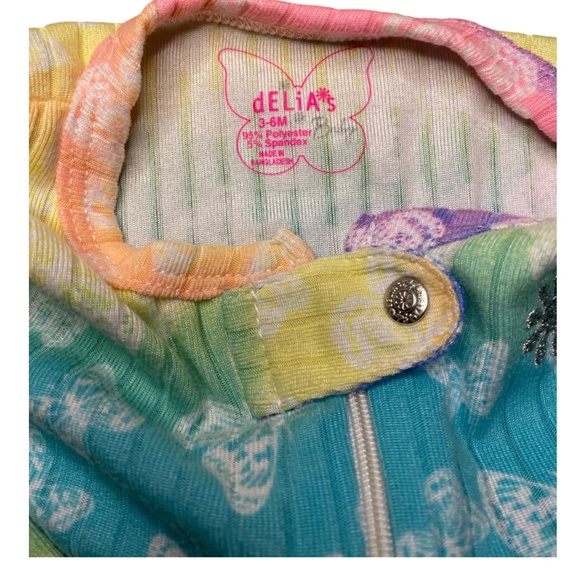 delias 3-6 month sleeper baby butterfly and rainbows super soft pajamas - Picture 5 of 5